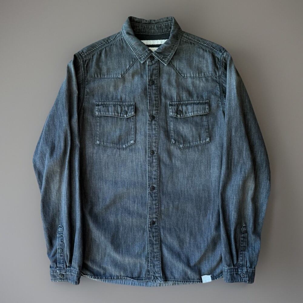 White Mountaineering Snap Shirt Size 2 Black Denim Outdoors Streetwear Utility